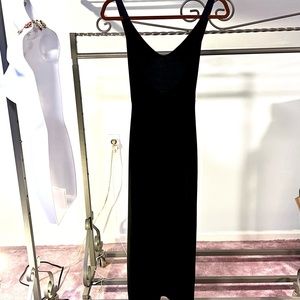 Enza Costa Black Tiny Ribbed Midi Bodycon